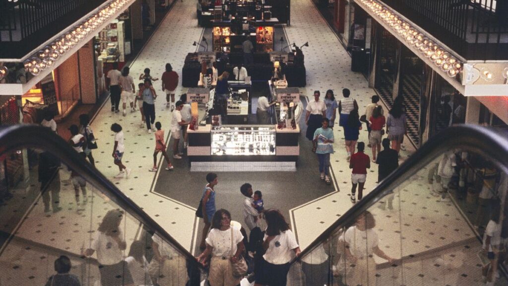 1980s shopping malls escalator