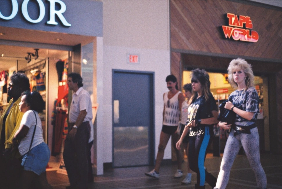 1980s shopping malls tape world big hair